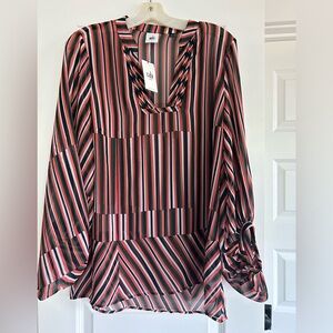 Cabi #5519 Ultimate Striped Balloon Sleeve Blouse Size Small new w/tags